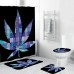 1/3/4Pcs Colorful Pretty Leaf Pattern Bathroom Decoration Waterproof Bathroom Shower Curtain Set Non-Slip Bathroom Pedestal Rug Toilet Lid Cover Floor Mats