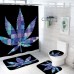 1/3/4Pcs Colorful Pretty Leaf Pattern Bathroom Decoration Waterproof Bathroom Shower Curtain Set Non-Slip Bathroom Pedestal Rug Toilet Lid Cover Floor Mats