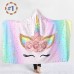 150*200cm Winter 3D Dream Horse Plush Wearable Hooded Blankets 2 Layer