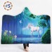 150*200cm Winter 3D Dream Horse Plush Wearable Hooded Blankets 2 Layer