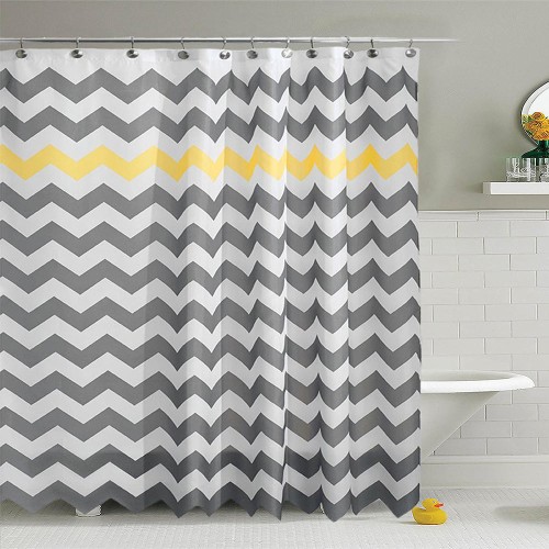 180x180cm Simple Geometric 3D Wave Stripe Print Shower Curtains Waterproof Bathroom Curtain