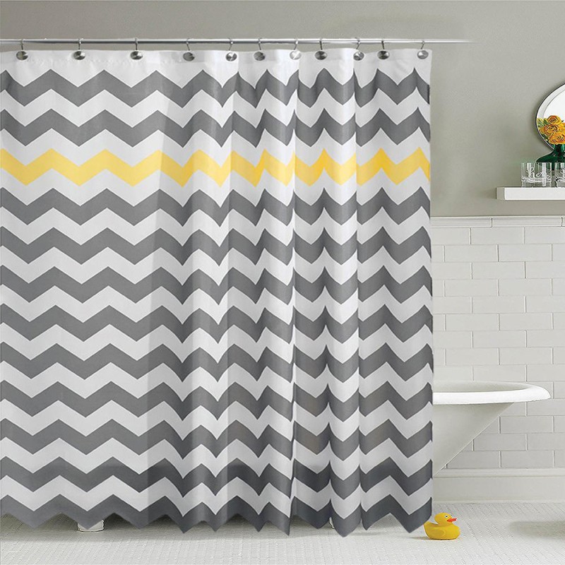 180x180cm Simple Geometric 3D Wave Stripe Print Shower Curtains Waterproof Bathroom Curtain