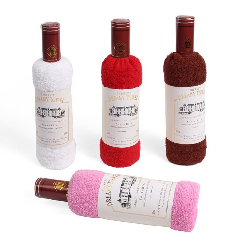 34x72cm Boxed Cotton Absorbent Wine Shape Towel Festival Valentine Weeding Gift Party  Decor