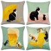 45CM Cartton Black Car B-eer Cotton Linen Cushion Cover Square Pillow Case Sofa Pillowcase