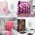 4Pcs/Set Bathroom Shower Curtain Set with Hooks Washable Toilet Seat Cover Pedestal Rug Lid Toilet