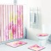 4Pcs/Set Bathroom Shower Curtain Set with Hooks Washable Toilet Seat Cover Pedestal Rug Lid Toilet