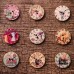 50PCS 25MM 2 Holes Decorative Clock Pattern Log Painted Round Shape Fasteners Buttons