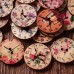 50PCS 25MM 2 Holes Decorative Clock Pattern Log Painted Round Shape Fasteners Buttons