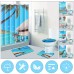 Beach Sea Waterproof Non Slip Bathroom Shower Curtain Toilet Cover Mat Rug Set 5