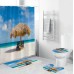 Beach Sea Waterproof Non Slip Bathroom Shower Curtain Toilet Cover Mat Rug Set 5