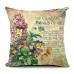Flowers Pattern Quote Pillow Case Sparkly and Colorful Cotton Linen Vintage Style Cushion Cover