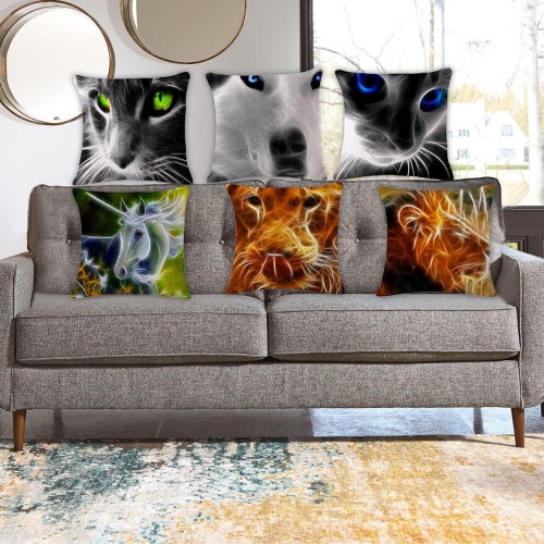 Honana 45x45cm Home Decoration 3D Animal Fluorescence 6 Optional Patterns Cotton Linen Pillow Case