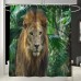 Honana 4PCS Bathroom Waterproof Shower Curtain Animal Lion Pattern Toilet Seat Cover Pedestal Rug Bath Mat Bathroom Decor