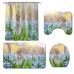 Honana 4PCS Bathroom Waterproof Shower Curtain Animal Rabbit Pattern Toilet Seat Cover Pedestal Rug Bath Mat Bathroom Decor