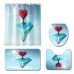 Honana 4PCS Bathroom Waterproof Shower Curtain Pedestal Rug Toilet Seat Covers Bath Mat Bathroom Decoration