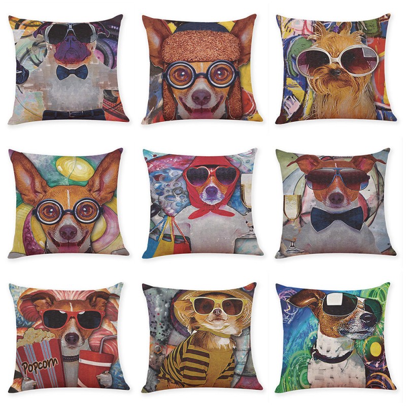 Honana BX 45x45cm Animal Print Dog Luxury Cushion Graffi Style Throw Pillow Case Pillow Covers