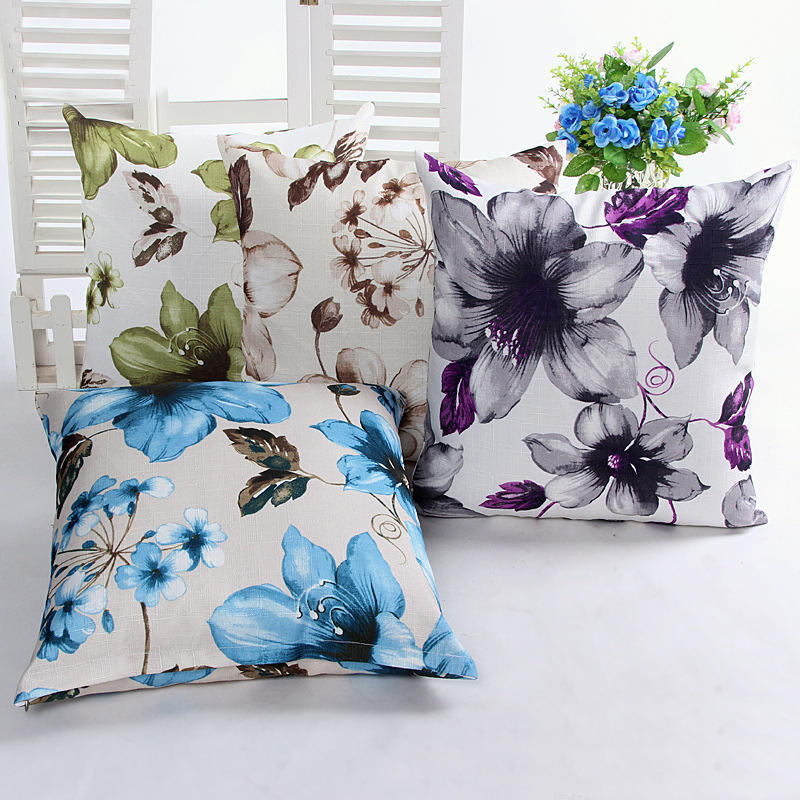 Honana WX-D6 45x45cm Vintage Leaves Flower Bamboo Linen Throw Pillow Case Waist Cushion Cover