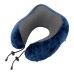 Memory Foam Travel Pillow U-Shaped Lightweight Neck Support with Unique Circular Design Ideal for Long Flights and Sitting in Chairs Available in Navy Blue Black Pink Grey