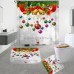 Merry Christmas Bell Waterproof Bathroom Shower Curtain Bath Mats Toilet Cover