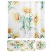 Non Slip Sunflower Pattern Toilet Cover Mat Polyester Fabric Shower Curtains Set For Bathroom