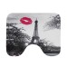 Paris Eiffel Tower Style Waterproof Bathroom Shower Curtain and Pedestal Toilet Seat Lid Bath Mat