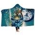 Soft Hooded Blanket Throw Winter Home Sofa Warm Plush Cloak 3D Printing Blankets Home Bedding
