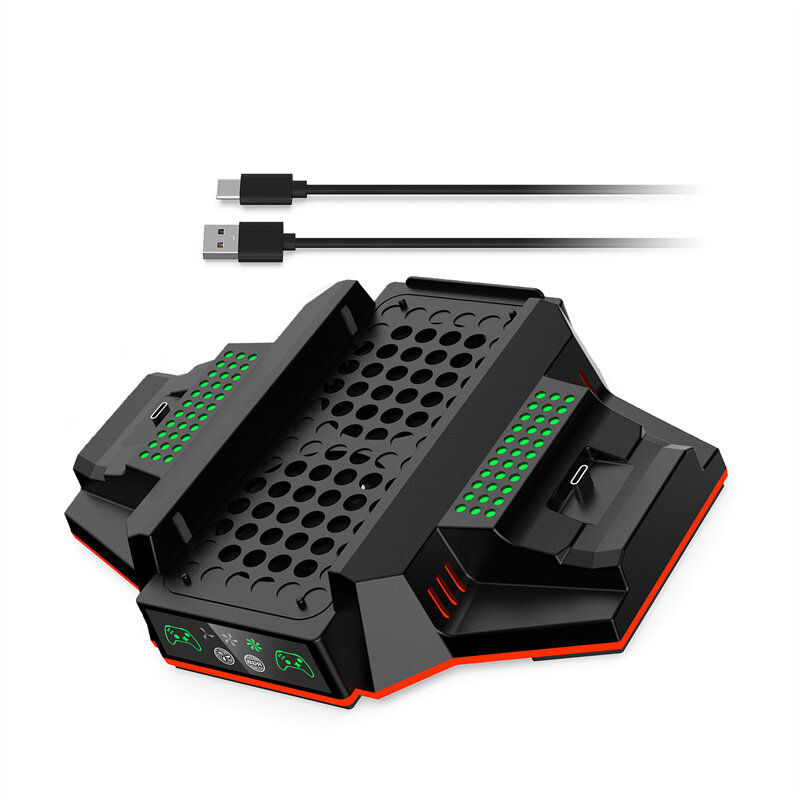 DOBE TYX-3612 for Xbox Series S Host RGB Vertical Cooling Fan Stand with Dual Controller Charger Battery Pack Charging Dock