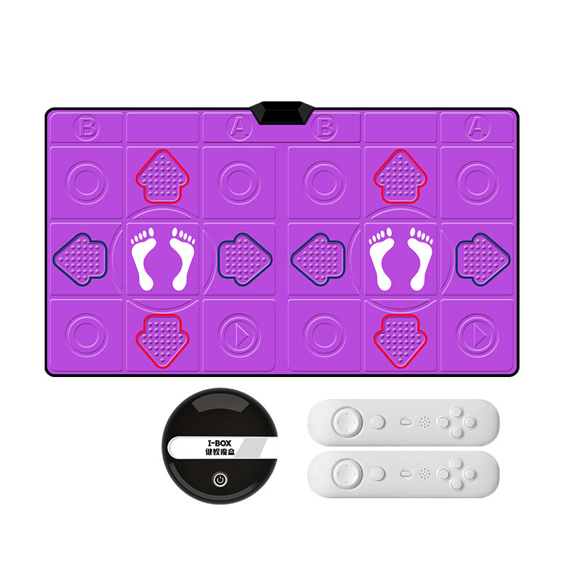 Dual Player Wired Dancing Mat Pad Computer TV Slimming Dance Blanket with Two Somatosensory Gamepad Colored Lights Version