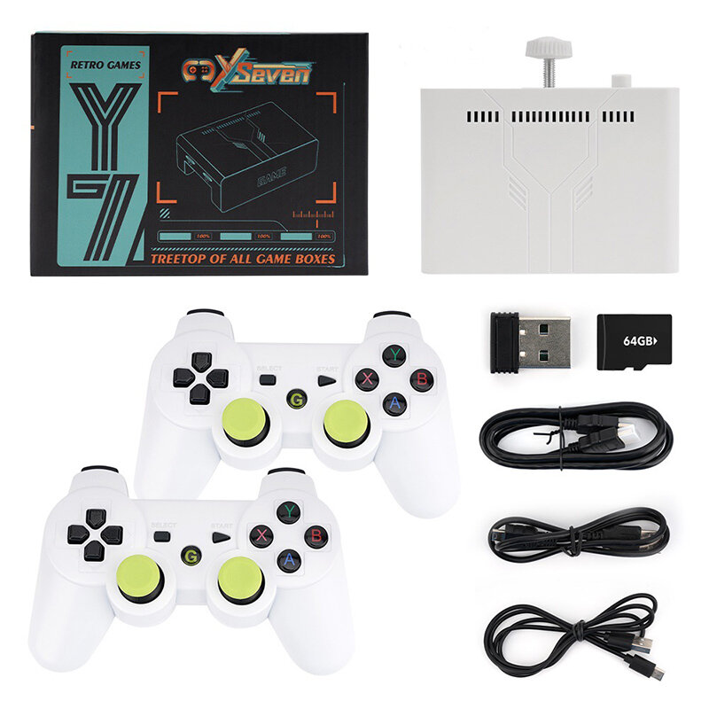 Handhibr Y7 Linux Portable Video Game Console 2.4G Wireless Game TV Stick Retro for PSP 4K 64+256G Built-in 12000 Games TV Games Console Set Top Box