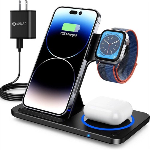 15W Foldable Wireless Charger Fast Wireless Charging Stand for Smart Phones for iPhone 15 14 13 for Huawei Pura 70 Ultra for Xiaomi Civi4 Pro for Samsung Galaxy S24 for Airpods Pro for Apple Watch