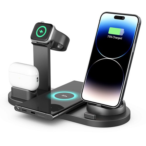 B-07 15W 10W 7.5W 5W Wireless Charger Fast Wireless Charging Pad with Stand for Qi-enabled Smart Phones for iPhone 12 13 14 14 Pro for Samsung Galaxy S23 for Huawei Mate50 for Airpods for Smart Watch