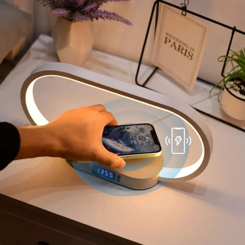 Bakeey Wooden 10 Wireless Charger USB Charging Port with Beside Night Light Touch Lamp