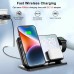 W669 15W Wireless Charger Fast Wireless Charging Station with Alarm Clock for Smart Phones for iPhone 15 14 13 for Huawei Mate60 Pro for Samsung Galaxy Z Flip4 for Apple Watch for Airpods