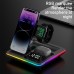 XJCX A93 5-in-1 15W Foldable RGB Wireless Charger with Digital Display Time & Alarm Clock Fast Wireless Charging Station for iPhone 15 14 13 for Xiaomi 14pro for Huawei Mate60 for Airpods for Apple Watch