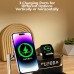 XJCX C09 5-in-1 15W Digital Display Magnetic Wireless Charger with Night Light & Alarm Clock Fast Wireless Charging Station for  iPhone 15 14 13 for Huawei Mate60 for Xiaomi 14pro for bluetooth Earphone for Smart Wristband