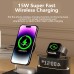 XJCX C09 5-in-1 15W Digital Display Magnetic Wireless Charger with Night Light & Alarm Clock Fast Wireless Charging Station for  iPhone 15 14 13 for Huawei Mate60 for Xiaomi 14pro for bluetooth Earphone for Smart Wristband