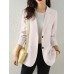 Solid Button Front Pocket Lapel Long Sleeve Blazer