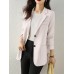 Solid Button Front Pocket Lapel Long Sleeve Blazer