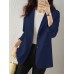 Solid Button Front Pocket Lapel Long Sleeve Blazer