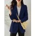 Solid Button Front Pocket Lapel Long Sleeve Blazer