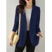 Solid Button Front Pocket Lapel Long Sleeve Blazer