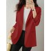 Solid Button Front Pocket Lapel Long Sleeve Blazer