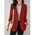 Solid Button Front Pocket Lapel Long Sleeve Blazer