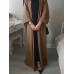 Women Vintage Solid Color Loose Casual Cardigan Abaya Kaftan Long Sleeve Robe