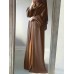 Women Vintage Solid Color Loose Casual Cardigan Abaya Kaftan Long Sleeve Robe
