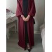 Women Vintage Solid Color Loose Casual Cardigan Abaya Kaftan Long Sleeve Robe