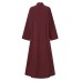 Women Vintage Solid Color Loose Casual Cardigan Abaya Kaftan Long Sleeve Robe