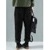Corduroy Elastic Waist Solid Color Side Pocket Harem Pants
