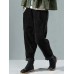 Corduroy Elastic Waist Solid Color Side Pocket Harem Pants