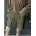 Leisure Solid Ruched Pocket Casual Cotton Shorts